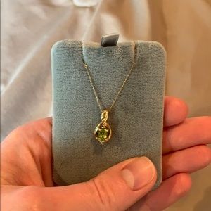 Peridot birthstone necklace with diamond accents